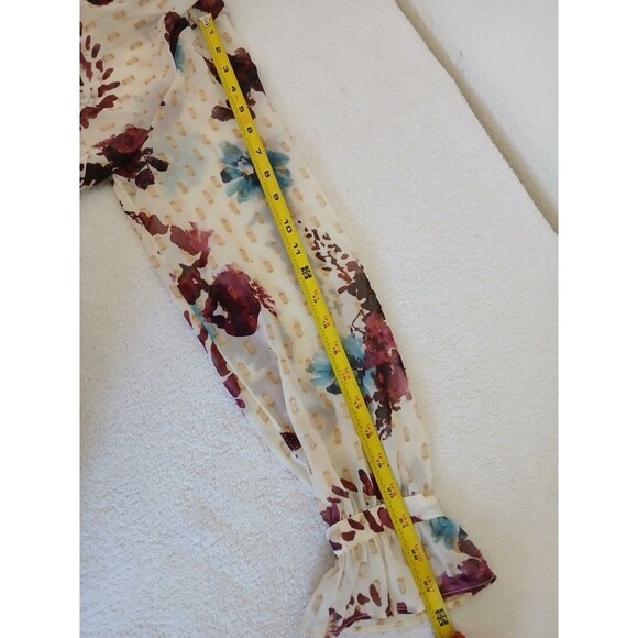 Soft Surroundings Floral Tunic Top Metallic Ruffles Tassels Boho Size Medium - Picture 13 of 16